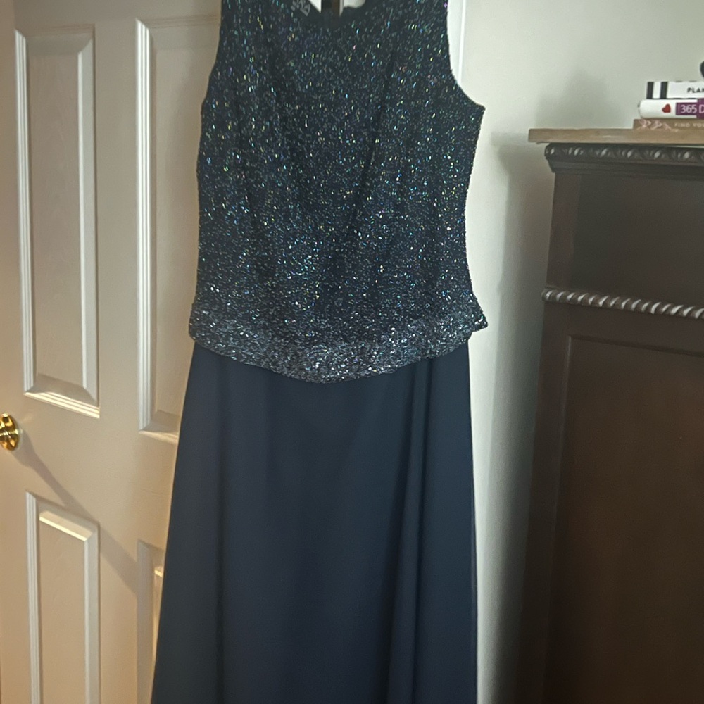 J Kara Blue Sleeveless Maxi Gown for Wedding